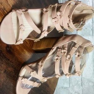 Nicole Miller daisy wrap gladiator heels